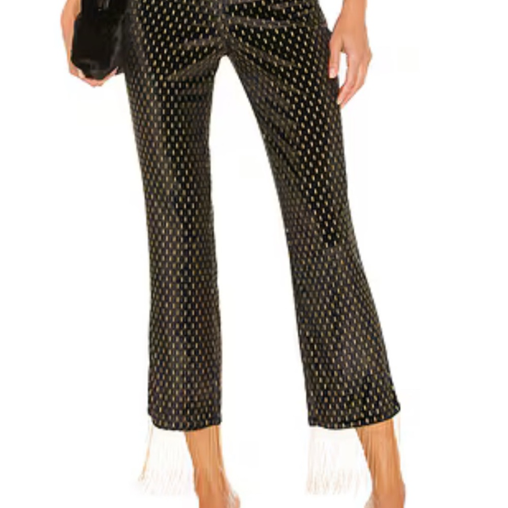 Festival House of Harlow catina velvet capri Black & Gold Fringe Pants medium